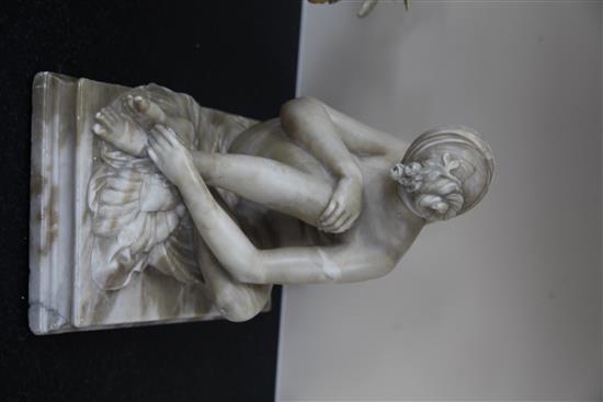 A 19th century Italian alabaster figure of The Bather, 14in.